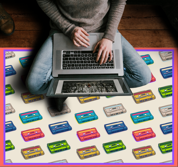 Vinil podovi berba šarene kasete - TenStickers