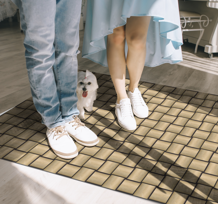 Drvene daske okrugli oblik efekt drveta vinil prostirka - TenStickers