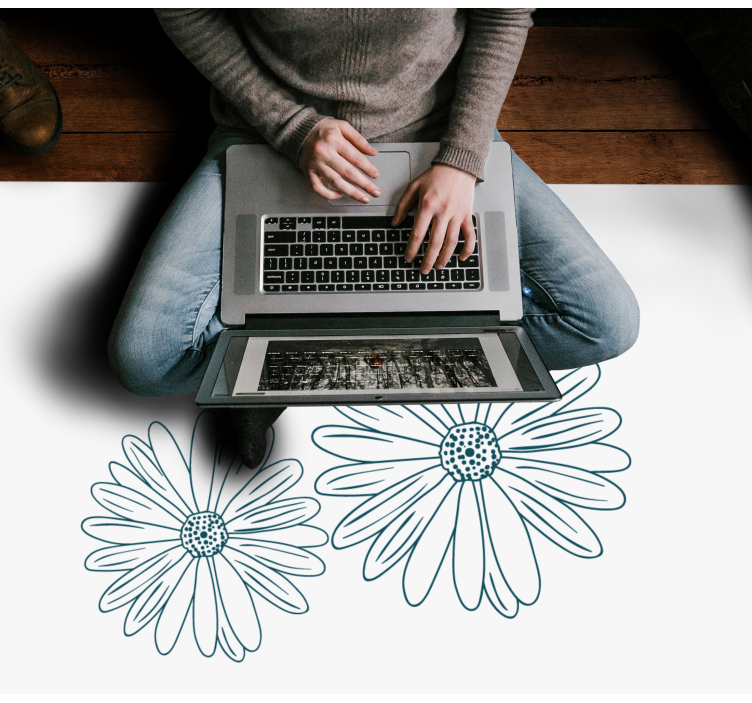 Dva silueta cvijeća cvjetni vinil tepih - TenStickers