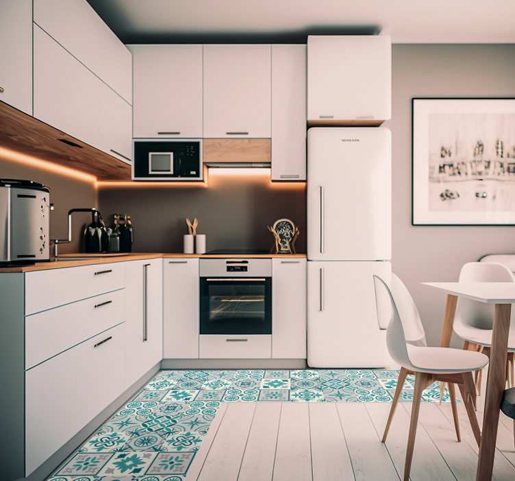 Eklektična tirkizna vinilna kuhinjska prostirka - TenStickers