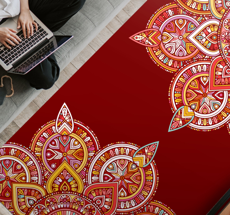 Etnička crvena mandala vinil prostirka - TenStickers