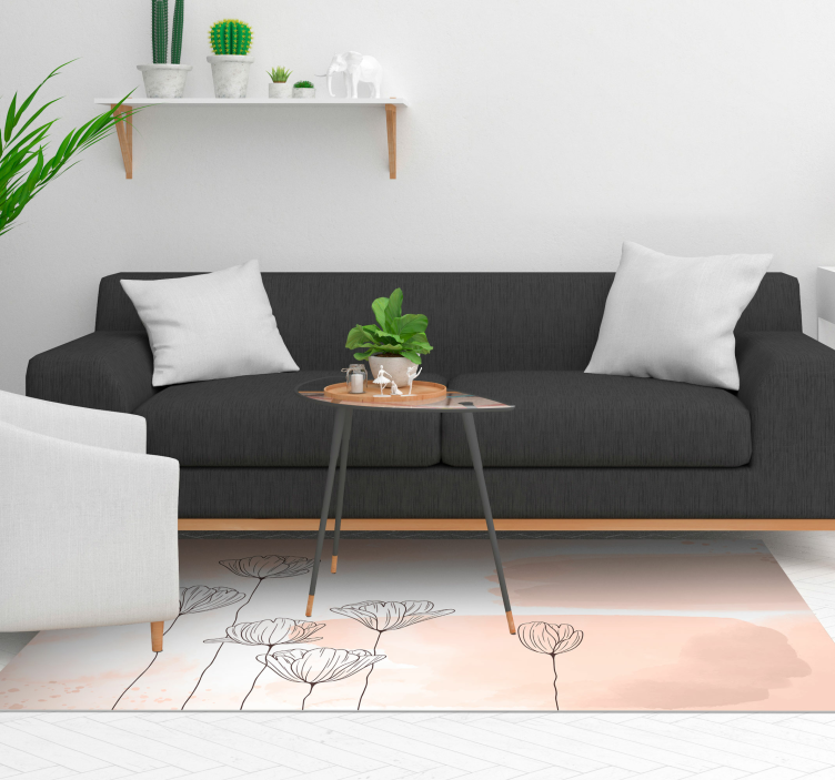 Cvijeće linija vinil cvjetni tepih - TenStickers