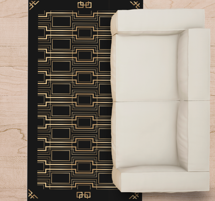 Geometrijski tepisi sa zlatnim i crnim deco uzorkom - TenStickers