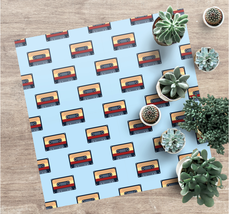 Glazbeni simboli retro kazete četvrtasti vinilni tepih - TenStickers