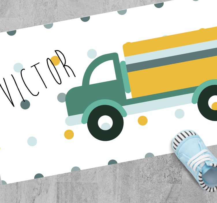 Kamion s imenom personalizirana prostirka - TenStickers