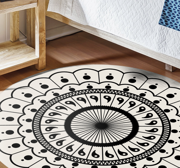 Kružni tepih za spavaću sobu boho mandala - TenStickers