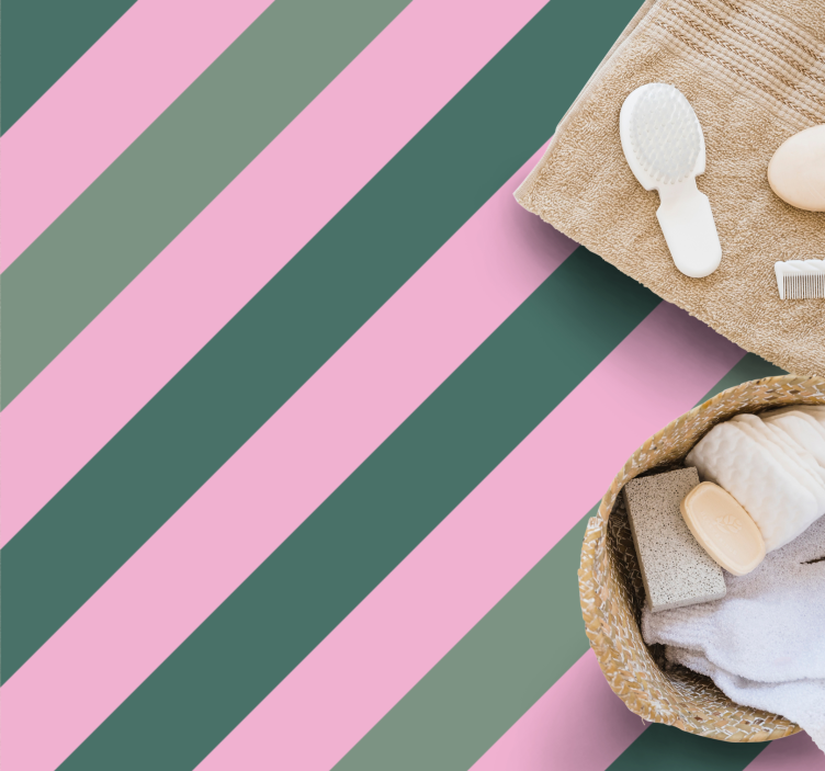 Vinilni tepih u pastelnoj ružičastoj i zelenoj boji - TenStickers