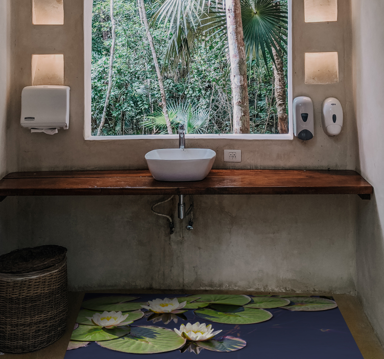 Lotus realan u ribnjaku cvjetni tepih - TenStickers