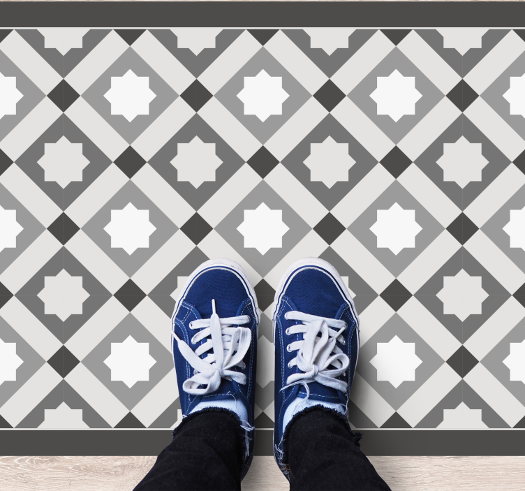 Moderni sivi geometrijski uzorak zvijezda uzorak pločica tepih - TenStickers