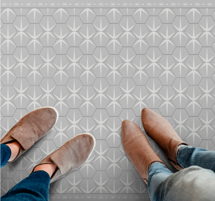 Vinil podovi siva šesterokutni zvjezdani uzorak - TenStickers