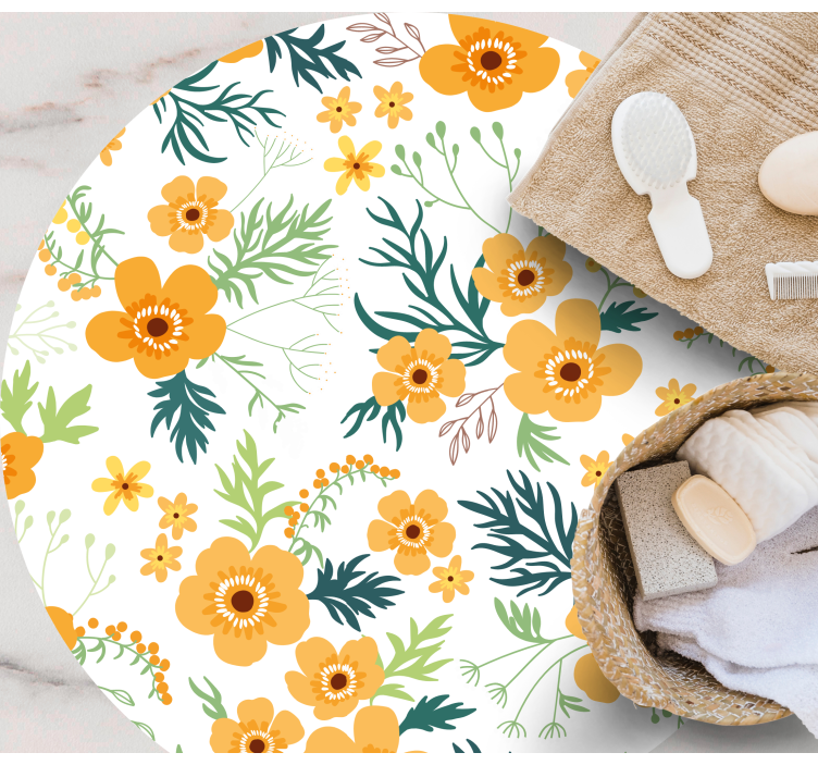 Narančasti cvjetovi i lišće cvjetni sag - TenStickers