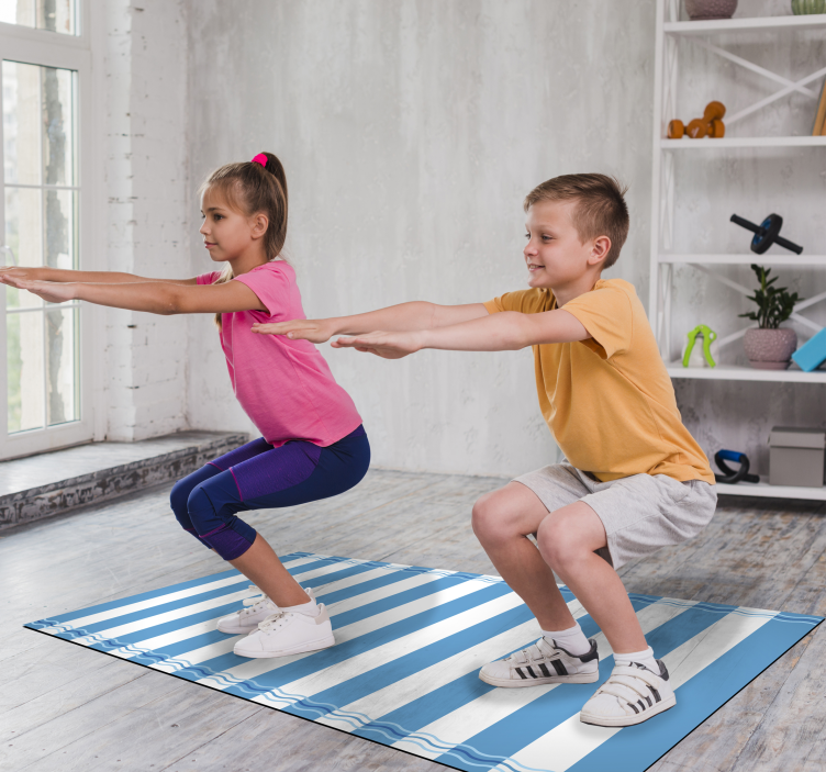 Plavo-bijeli prugasti mornarski tepih - TenStickers