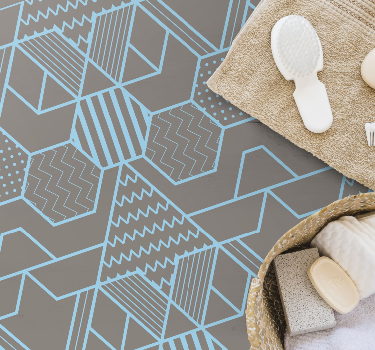 Plavi šesterokuti i dijamanti mozaik podne pločice - TenStickers