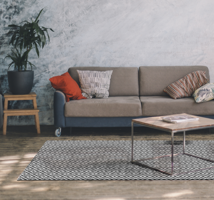 Plemenski kvadratni geometrijski etnički vinilni tepih - TenStickers