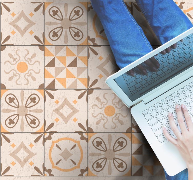 Bež vintage mozaik uzorak pločica tepih - TenStickers