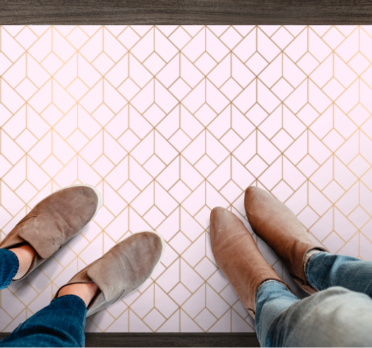 Roza sa zlatnim linijama prostir s ragulastim uzorkom - TenStickers