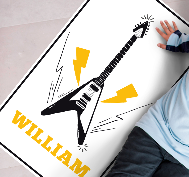 Ručno nacrtana spavaća soba sa satom za električnu gitaru - TenStickers