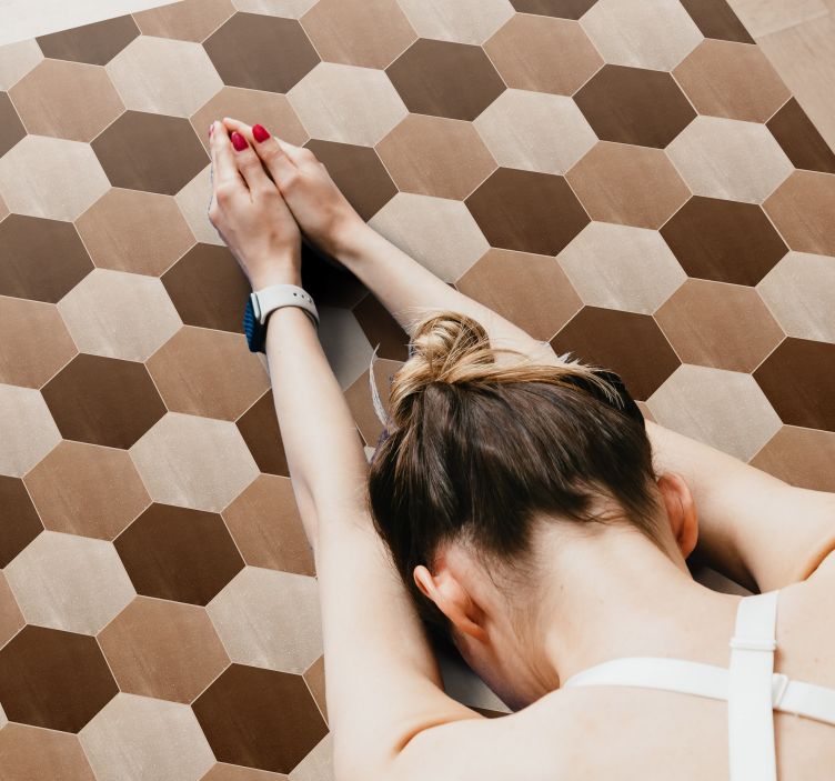 šesterokutni tekstura drveta vinil tepih - TenStickers