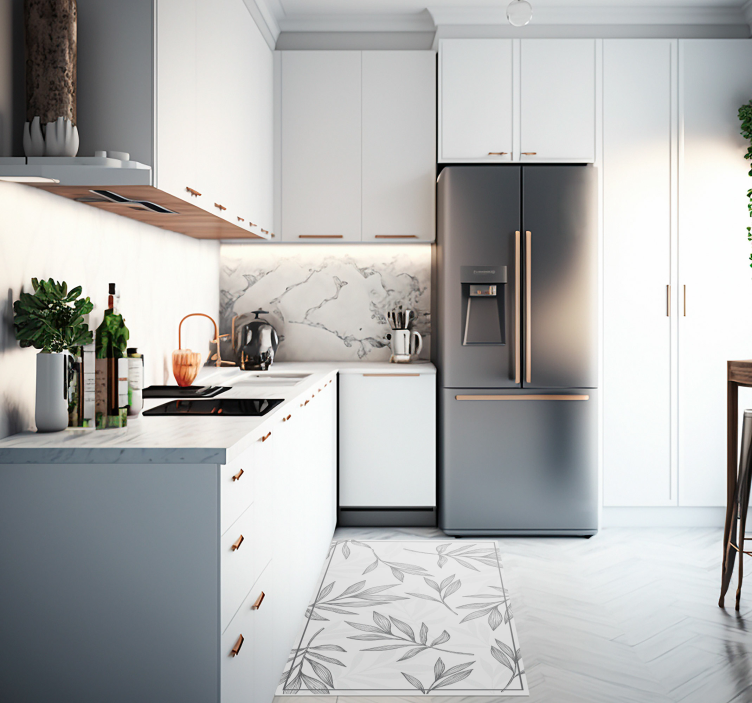 Sivo lišće na bijeloj podlozi vinil prostirka - TenStickers