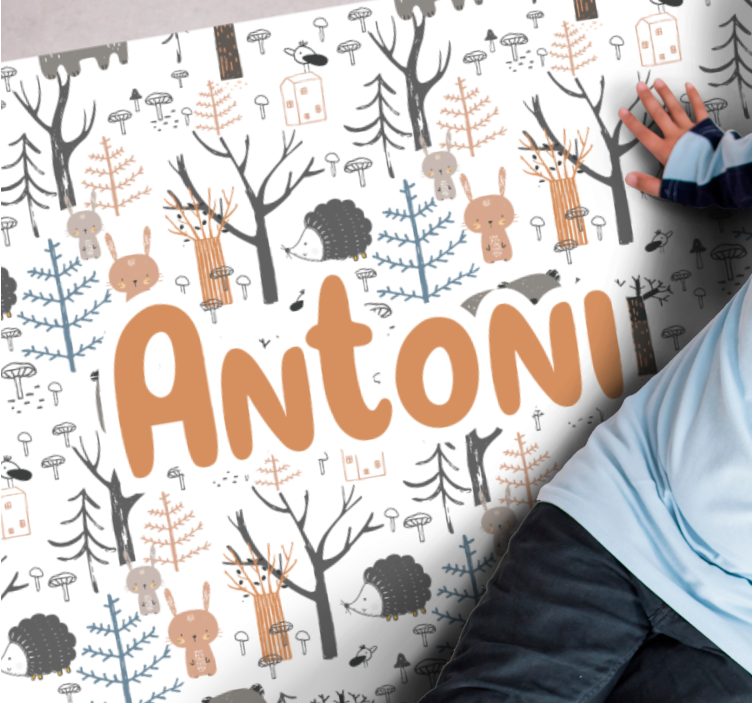 Skandinavska šuma sa životinjama dječji vinilni tepih - TenStickers