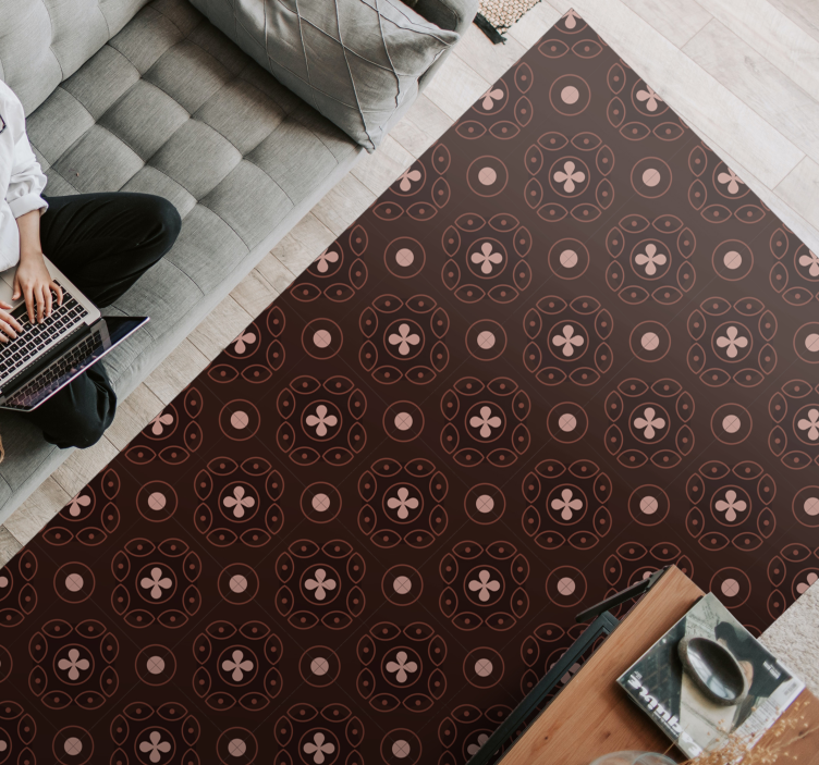 Smeđi uzorak mandale mandala vinil prostirka - TenStickers