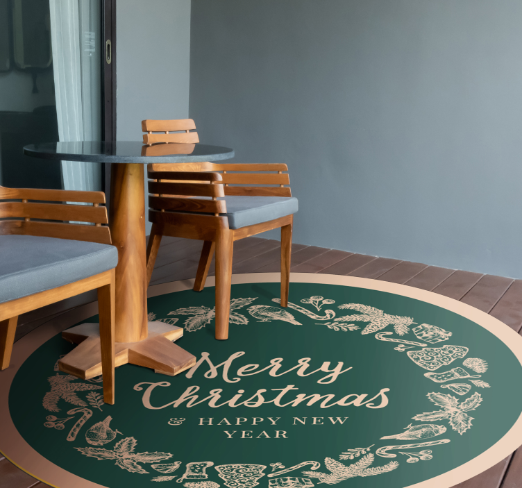 Sretan božić i sretna novogodišnja božićna prostirka - TenStickers