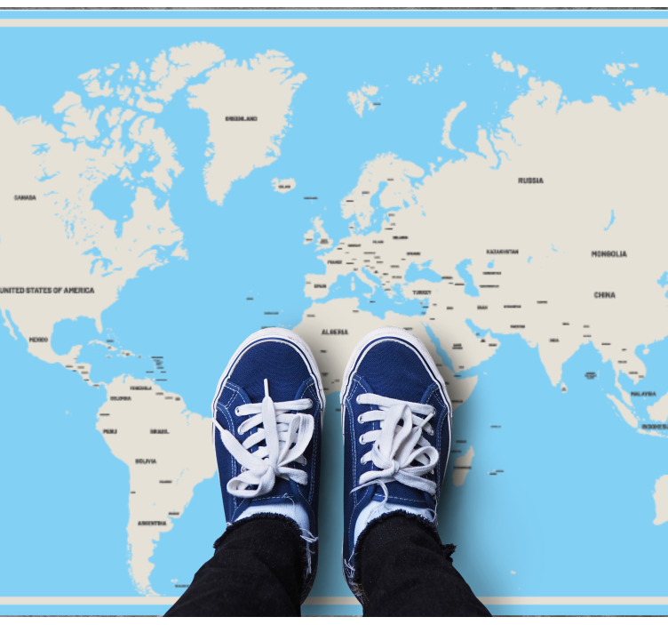 Svijetle boje s nazivima država prostirka za kartu svijeta - TenStickers