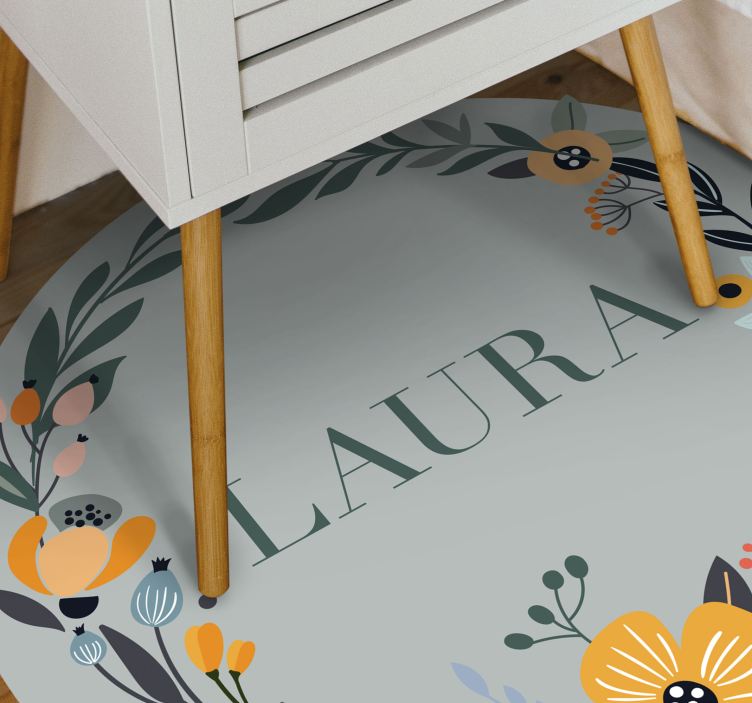 Ukrasno cvijeće s imenom vinil prostirka - TenStickers