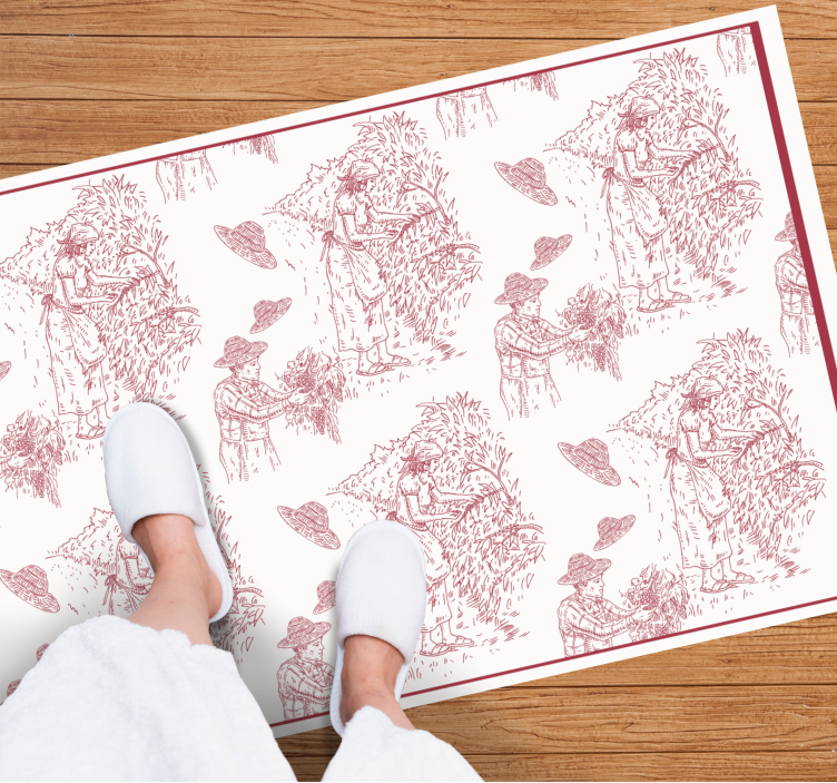 Vinil podovi berba pastoral Scene Toile Pattern - TenStickers