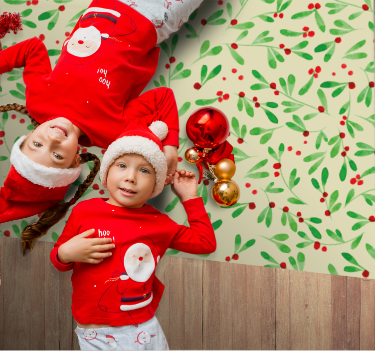 Vinil podovi Božić blagdanski uzorak bobičastog voća - TenStickers