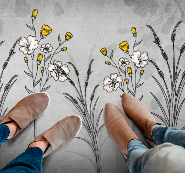 Vinil podovi cvijeće i biljke detalj cvjetne skice - TenStickers
