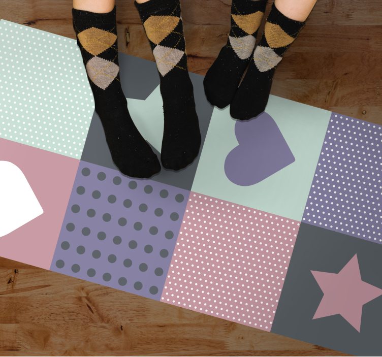 Vinil podovi djeca patchwork srce zvijezda - TenStickers