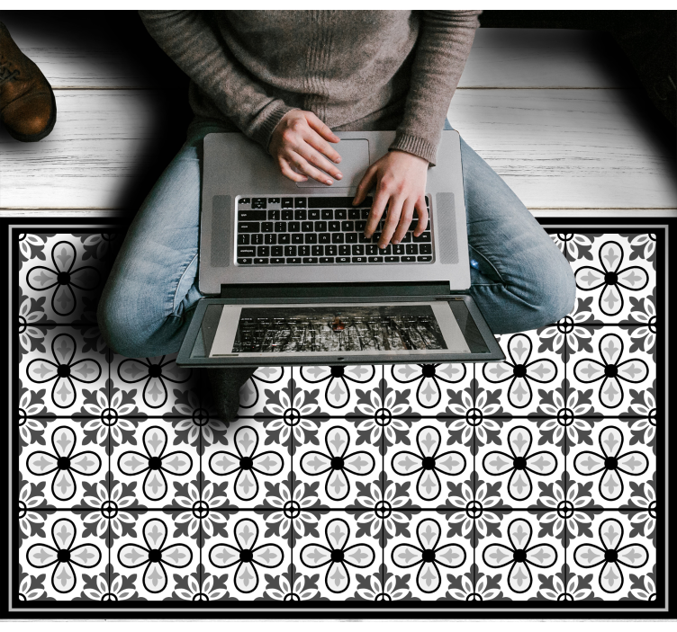 Vinil pločice sivi cvjetni motiv - TenStickers