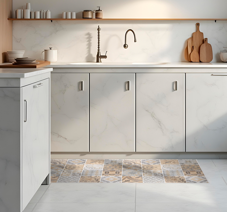 Vinil pod u kuhinji arancioni cement - TenStickers