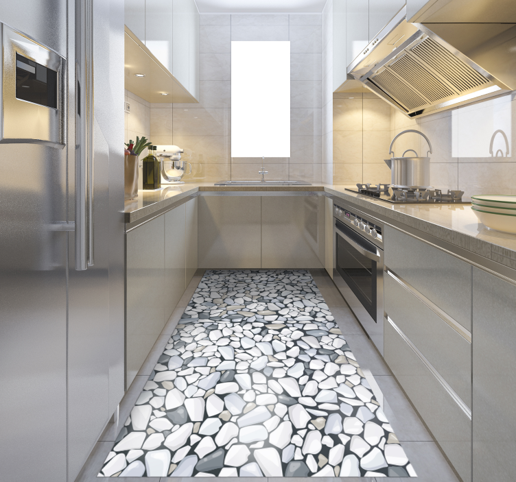 Vinil pod u kuhinji aranžman od šljunka i kamena - TenStickers