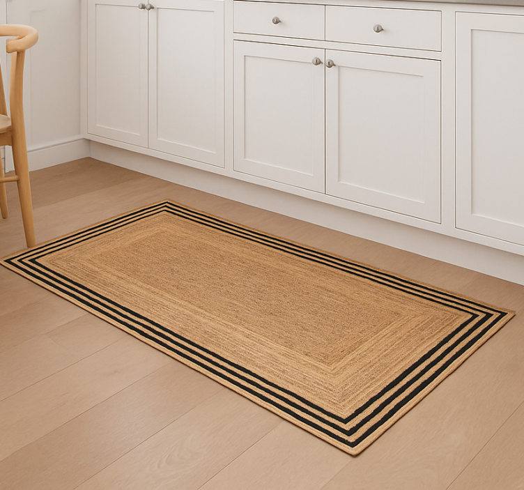 Vinil pod u kuhinji s prirodnom jute teksturom - TenStickers