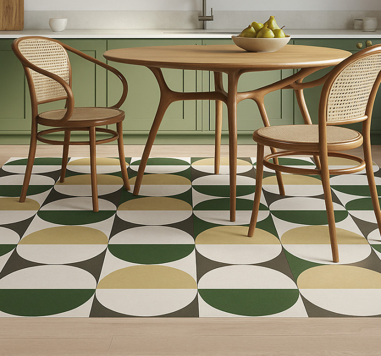 Vinil podovi blagovaonica kružni uzorak sredine stoljeća - TenStickers