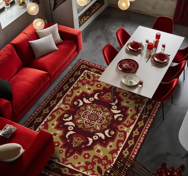 Vinil podovi blagovaonica s cvjetnim geometrijskim dizajnom - TenStickers