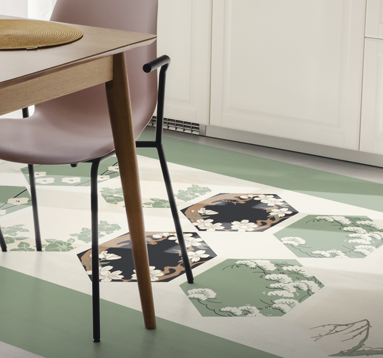 Vinil podovi cvijeće i biljke cvjetni šesterokuti - TenStickers