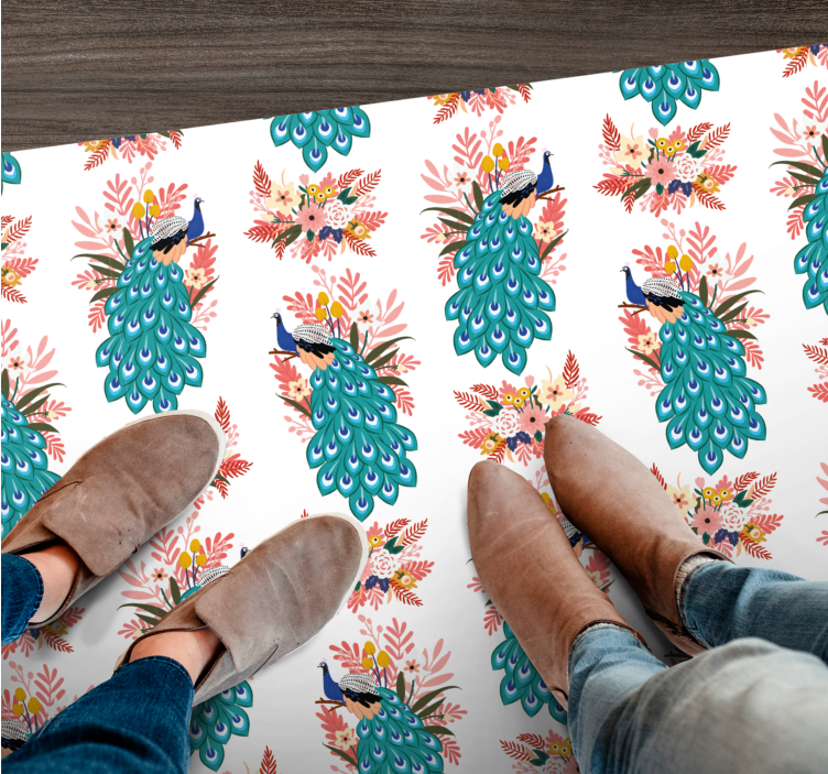 Vinil podovi cvijeće i biljke s uzorkom paunskog cvijeća - TenStickers