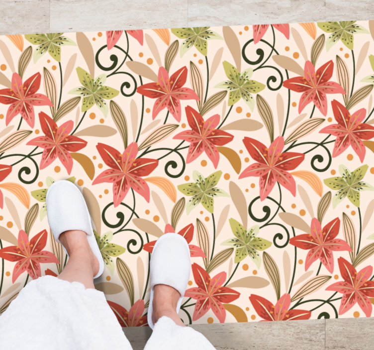 Vinil podovi cvijeće i biljke cvjetni vrtložni uzorak - TenStickers