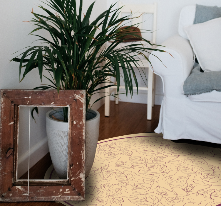 Vinil podovi cvijeće i biljke okrugli uzorak ruže - TenStickers