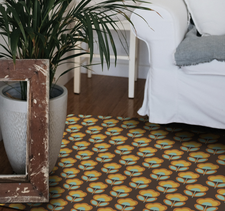 Vinil podovi cvijeće i biljke vintage smeđi dizajn - TenStickers