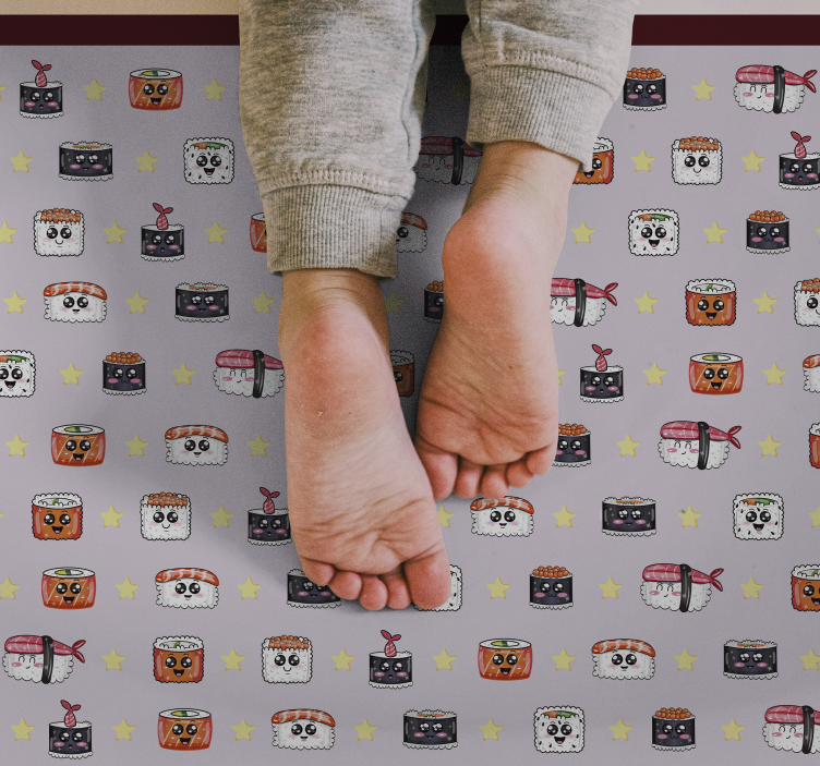 Vinil podovi djeca crtani uzorak sushija - TenStickers