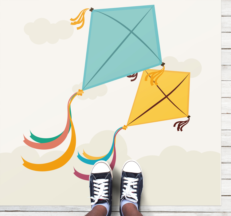 Vinil podovi djeca ilustracija letećeg zmaja - TenStickers