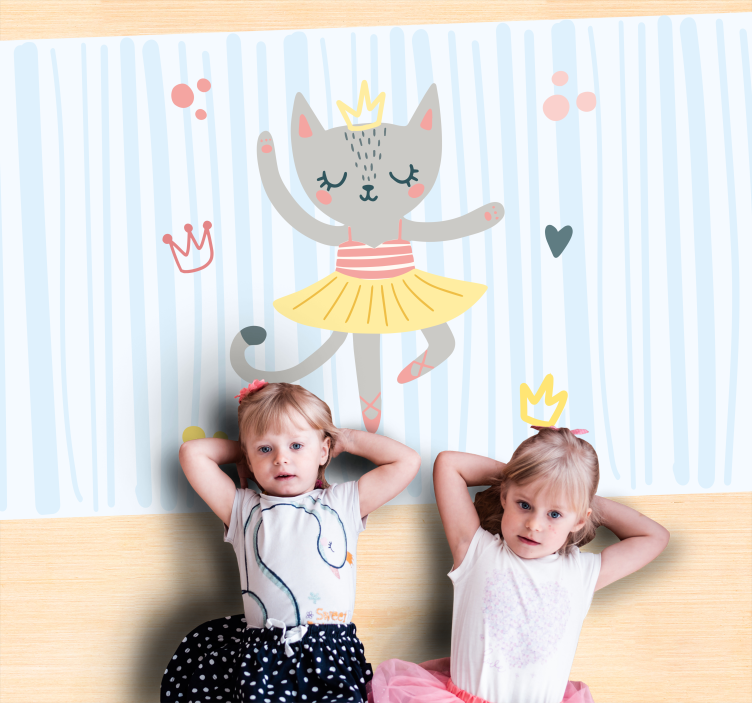 Vinil podovi djeca ilustracija plesne mačke - TenStickers