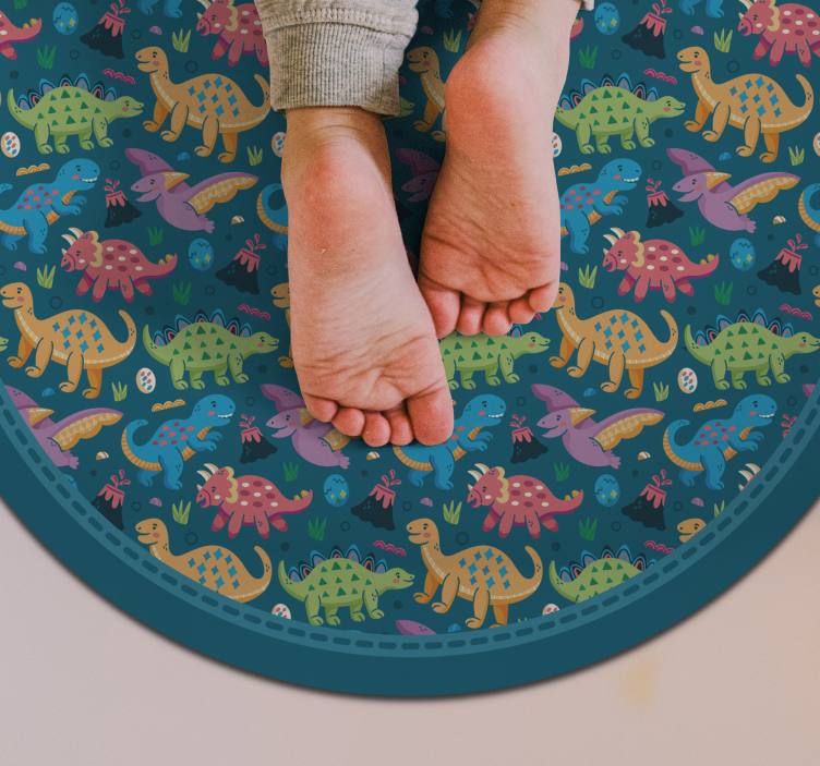 Vinil podovi djeca kružni uzorak dinosaura - TenStickers