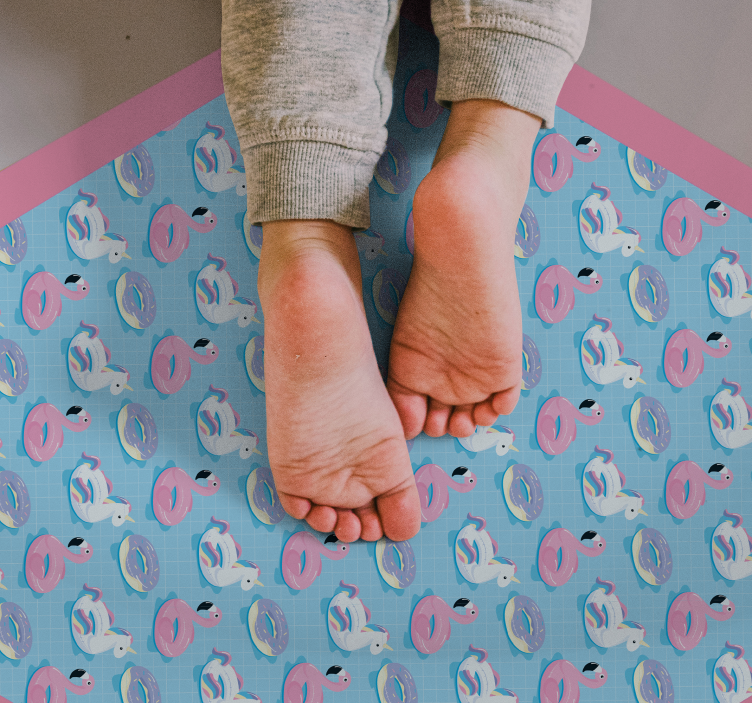 Vinil podovi djeca razigrani šesterokut jednoroga - TenStickers