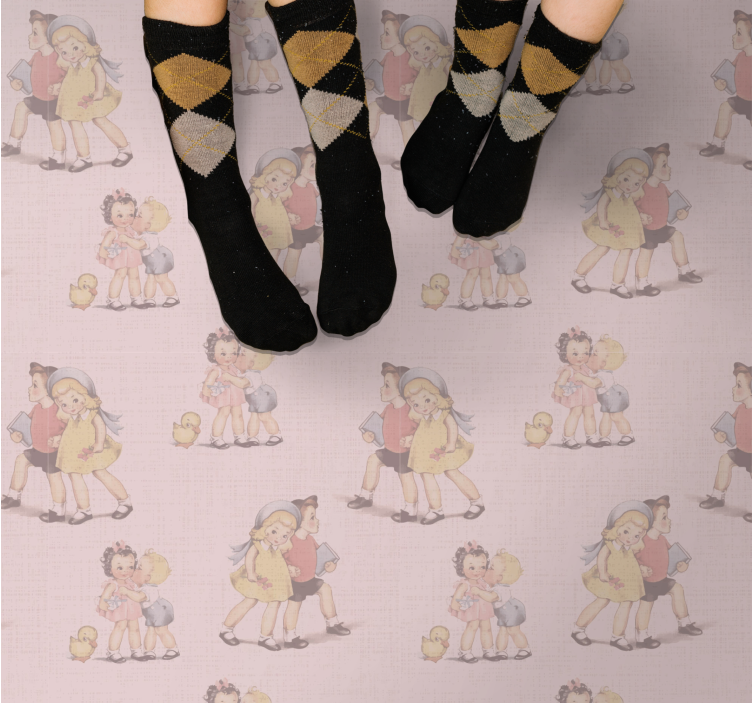 Vinil podovi djeca retro razigrani prijatelji - TenStickers