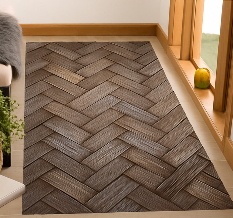 Vinil podovi dnevna soba izgled pletenog drva - TenStickers